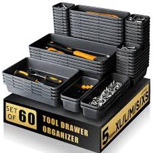 lot 27533 image: 60 PCs Bin organizer with tray and casters