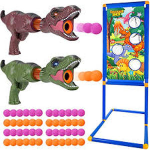 lot 27534 image: G.C Dinosaur Shooting Game Toys for Kids 5 6 7 8 9 10 with Shooting Target Stand 2 Popper Air Guns 48 Foam Balls Indoor Outdoor Practice Set Toy Guns Gift for Boys Girls
