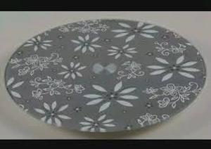 lot 27588 image: Temp-tations Classic 12 In. Glass Lazy Susan - Grey