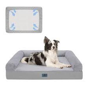 lot 27592 image: Veehoo Dog Beds for Large Dogs - Rectangle Cuddler Dog Sofa Bed, Orthopedic Washable Pet Bed with Nonslip Bottom for Extra Large Dogs 44 x 34 Brown