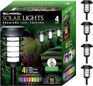 lot 27600 image: BellHowell Solar Pathway Lights Color Changing LED Solar Lights Outdoor, IP67 Waterproof Solar Path Lights, Solar Powered Garden Lights for Walkway, Yard, Backyard, Lawn or Landscape - 4 Packs
