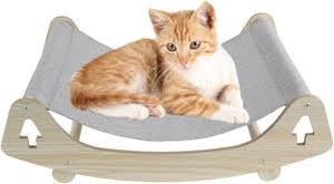 lot 27605 image: TinyWiz Cat Bed, Breathable Linen Cat Beds for Indoor Outdoor Cats, Elevated Wooden Hammock 21.9 X 15 Inch Pet Furniture for Kitty Puppy Bunny Rabbit Small Animal