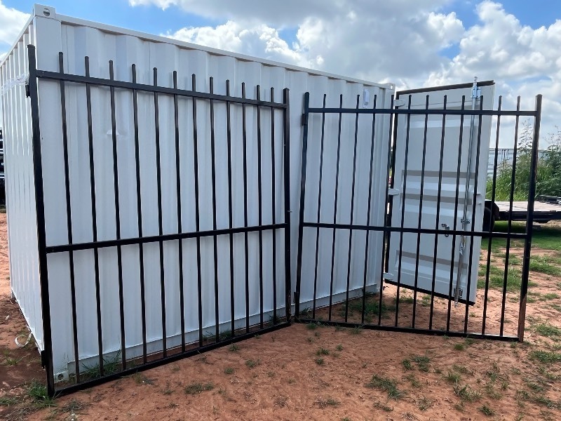 lot 820 image: 14FT. BI-PARTING WROUGHT IRON GATECAPTOK2025UnusedCK-14BLWrought iron gate  width 4.2m height 2.3m