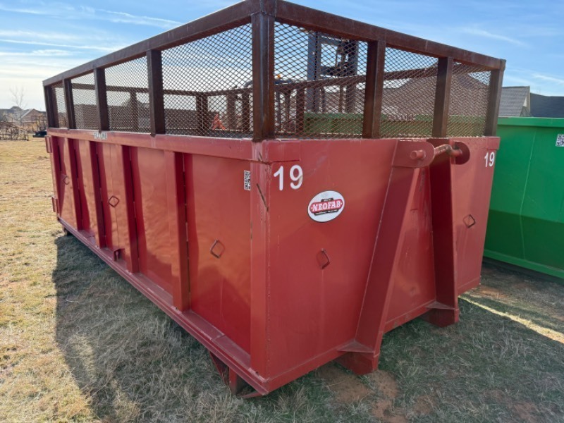 lot 814 image: NEOFAB Roll Off Dumpster with Extra High Mesh Sides, Very Good Condition