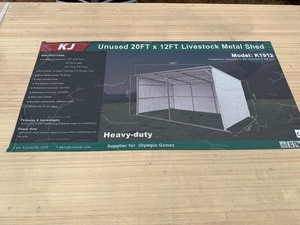 lot 952 image: Unused 12 x 20 ft Livestock Metal Shed - Loafing Shed - Cream in Color