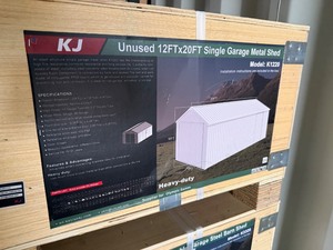 lot 968 image: Unused 12 x 20 x 9 Single Garage Metal Shed