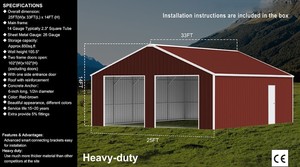 lot 956 image: Unused 25 x 33 Double garage Steel Barn  Red and Brown in color