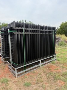lot 981 image: Unused 6.5 ft x 10 ft powder coated steel fence.  30 panels per bundle and you are bidding on one bundle.  300 feet of fence.