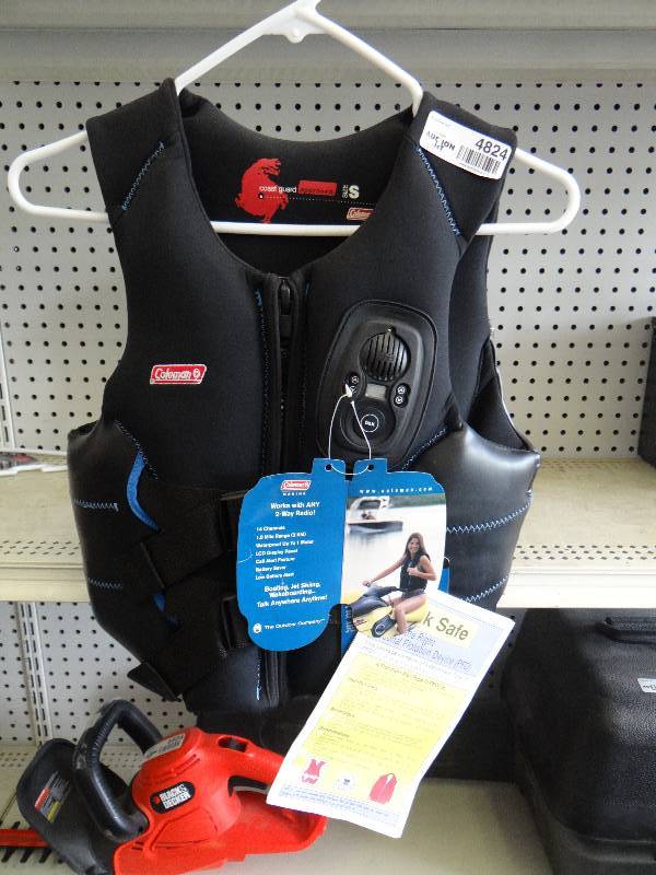 lot 4824 image: Size small coleman life jacket w 2 way radio transmit series