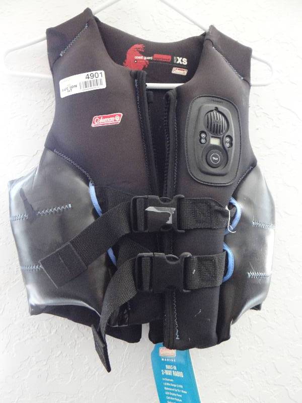 lot 4901 image: Coleman lifejacket w 2 way radio size extra small