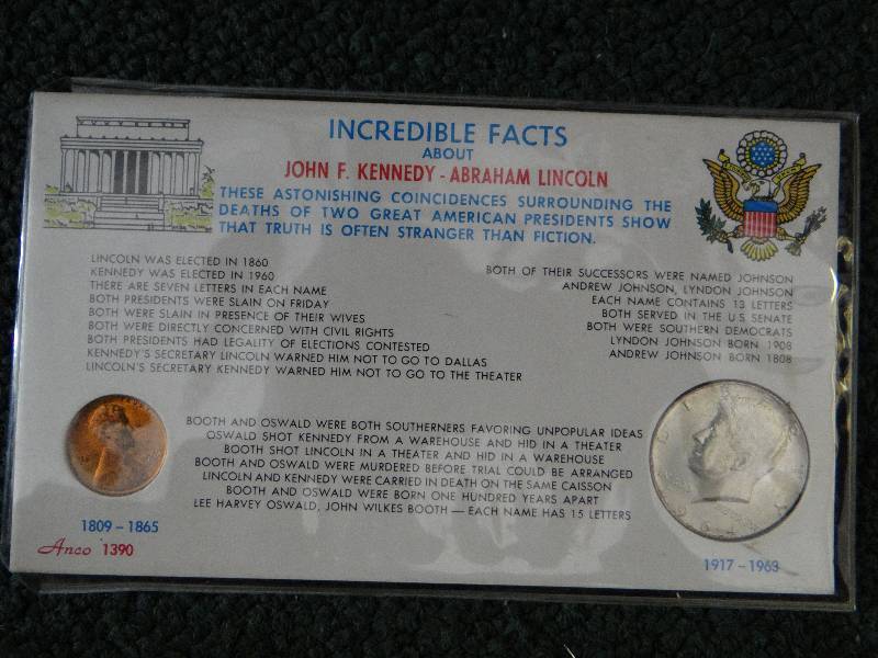 lot 5022 image: Collectible 1964 Lincoln Penney & 1964 Kennedy half dollar w facts