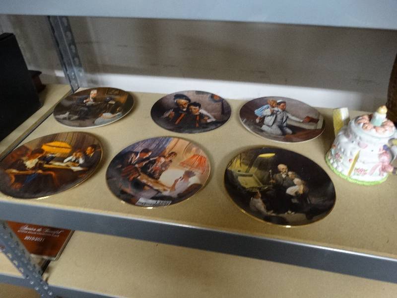 lot 13292 image: Decorative plates and tea pot.