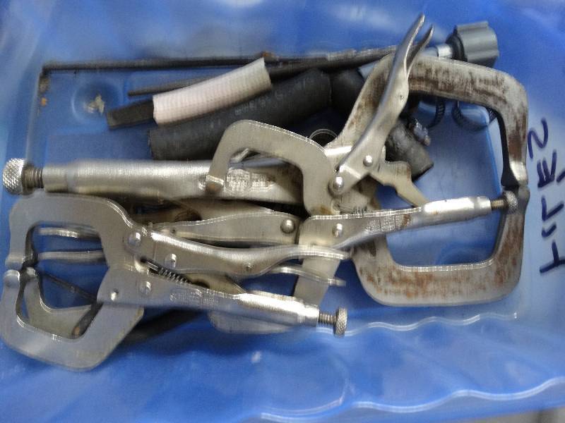 Lot of Cclamps, vise script clamps, files, slap stapler. Wichita
