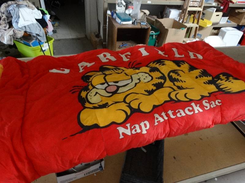 lot 13359 image: Kids Garfield sleeping bag.