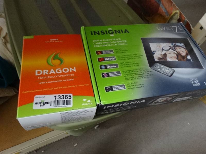 lot 13365 image: Insignia Digital photo frame, dragon naturally speaking.