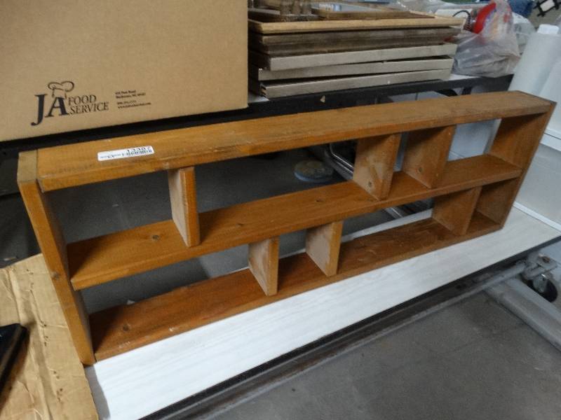 lot 13387 image: Wooden wall shelf.
