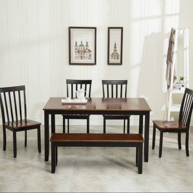 lot 19388 image: Bloomington Wood Dining Bench BlackCherry Finish - Boraam Shaker-Style, Rectangular - Retail $169