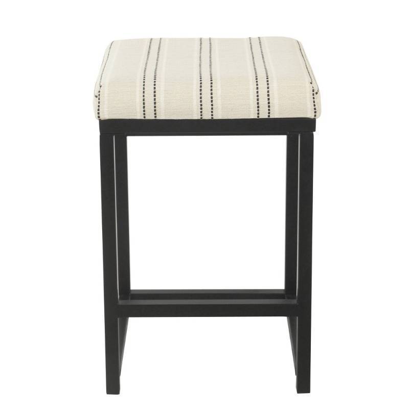 lot 19391 image: 24 Open Back Counter Height Barstool Black and White Stripe - HomePop Upholstered Polyester, Plywood Frame - Retail $120