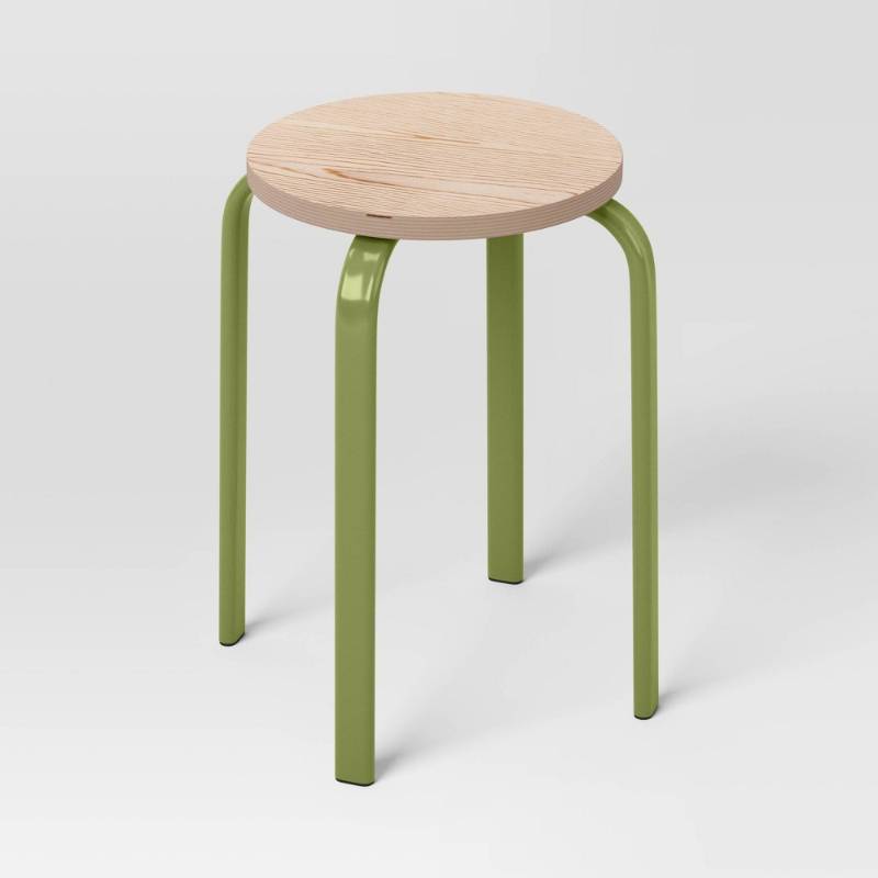 lot 19396 image: Stackable Dorm Accent Stool Green - Room Essentials��