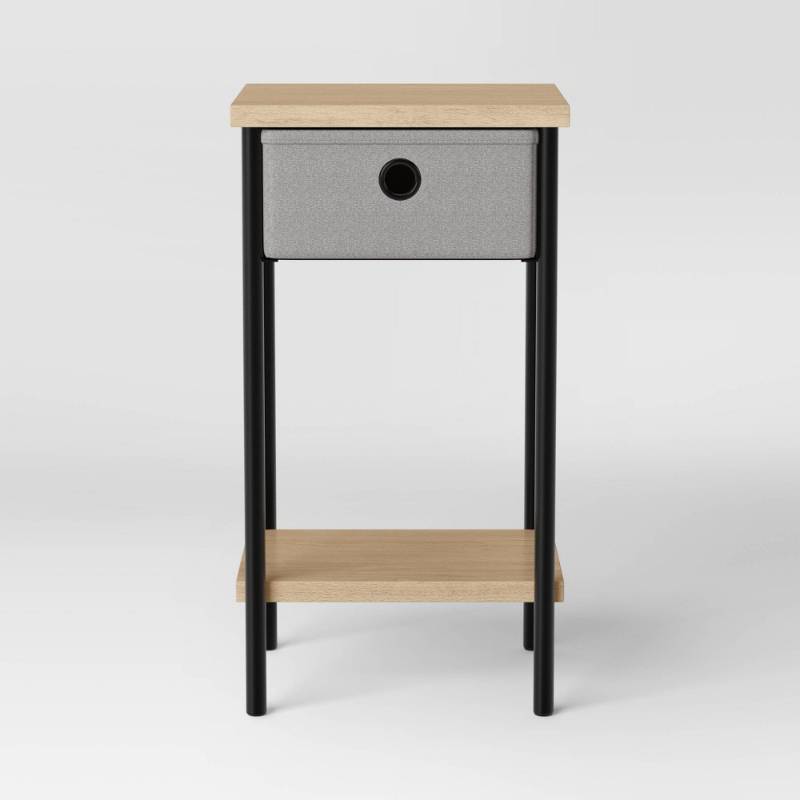 lot 19435 image: Fabric Bin Side Table Black Frame - Room Essentials�� - Retail $50