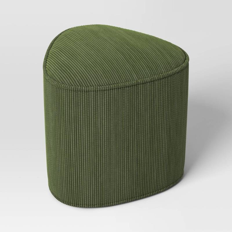 lot 19343 image: Triangular Shaped Upholstered Corduroy Ottoman Green - Room Essentials��