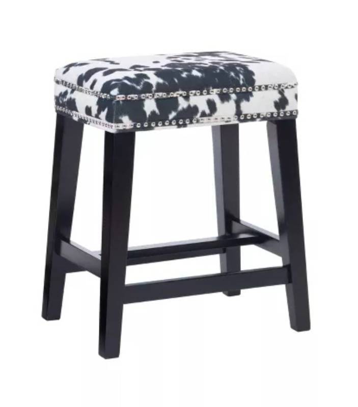 lot 19440 image: Cow Print Counter Stool with Nail Head Trim