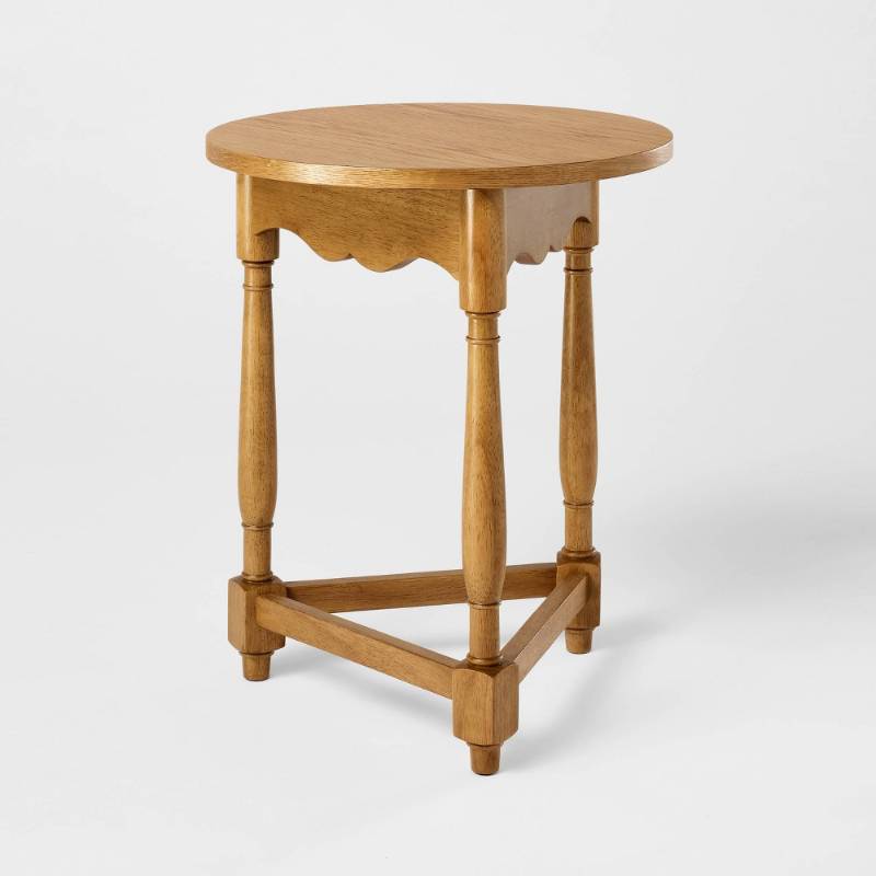 lot 19443 image: Scalloped Accent Table Light Oak - Threshold�� designed with Studio McGee - Retail $160