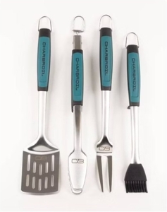 lot 6 image: Char-Broil 4pc Comfort Grip Tool Heat-Resistant Grill Cookware Set - Retail $40