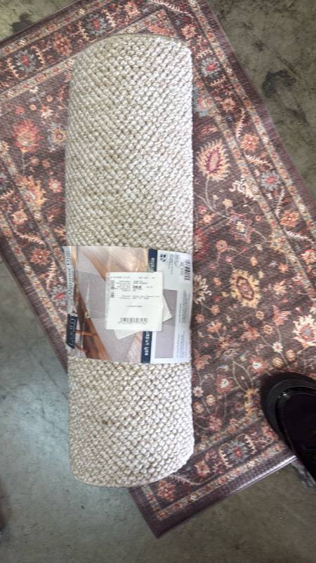 lot 19646 image: Handwoven Natural Jute Runner Rug with Persian Border