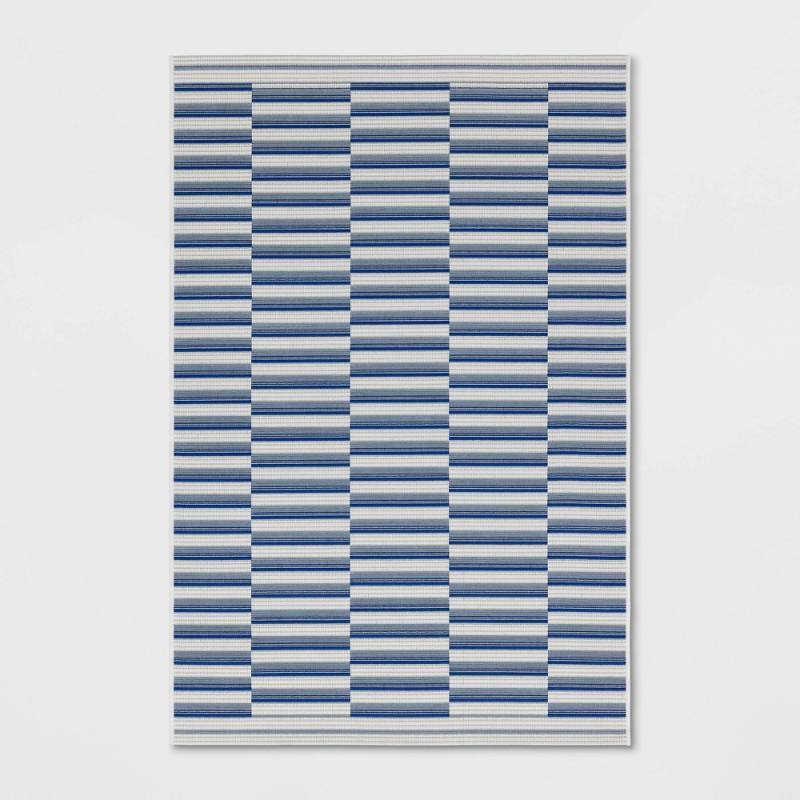 lot 19899 image: 311x55 Color Blocked Striped Rectangular Indoor Outdoor Area Rug Blue - Room Essentials��