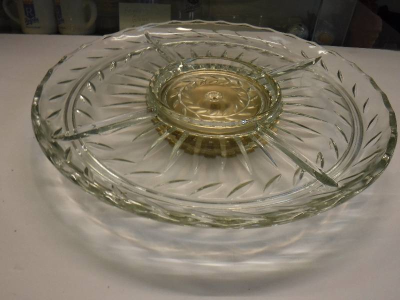 lot 7020 image: vintage lazy susan, glass relish trays