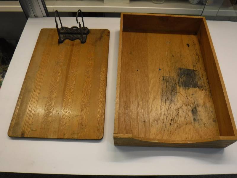 lot 7006 image: Antique Shannon Arch File Filing System Wooden Clipboard Rustic Display Primitive Office