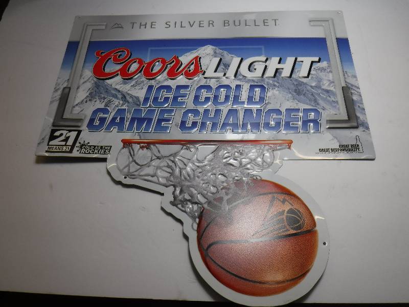 lot 7083 image: coors light tin sign