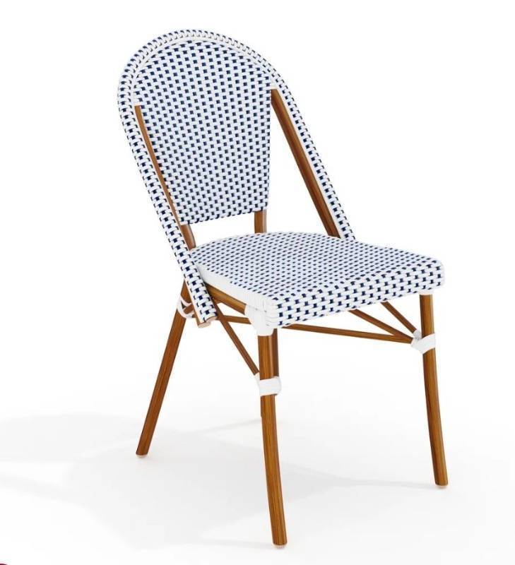 lot 20002 image: French Bistro Style Woven Chair - Navy and White,  1 chair  - Retail $75