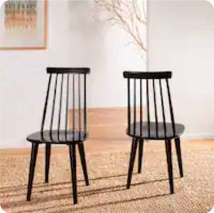 lot 20124 image: Modern Black Spindle Back Dining Chair set  - Retail $145