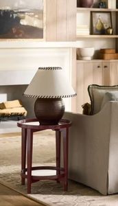 lot 20127 image: Round Two-Tier Side Table in Burgundy - Retail $135