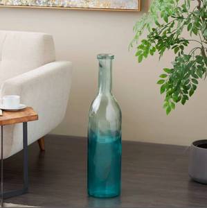lot 3 image: Tall Green, Blue, and Orange Glass Bottles Collection, 5 Vases - Retail $250
