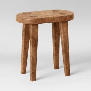 lot 20195 image: Woodland Tall Carved Wood Table Brown - Threshold�� Oval Farmhouse Accent TableChair, No Assembly Required - Retail $95