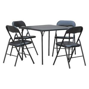 lot 20199 image: Peakform 5pc Folding Table Set Black Vinyl Padded, Space-Saving Storage, No Tools Assembly - Retail $115