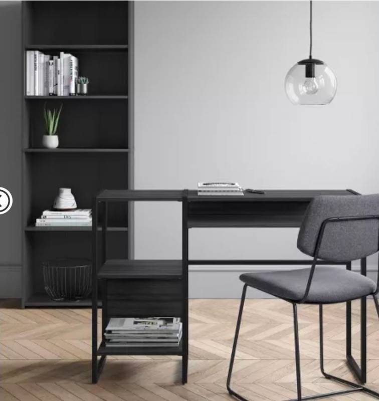 lot 20236 image: Modern Black Home Office Bookshelf - Retail $199