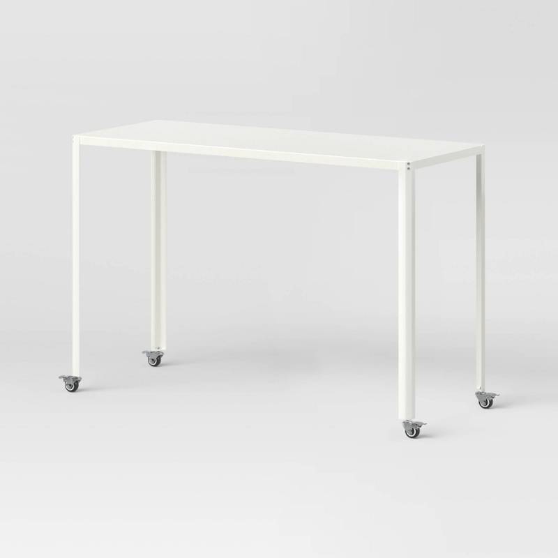 lot 20003 image: 45 Rolling Metal Computer Desk Chalk White - Room Essentials�� - Retail $135