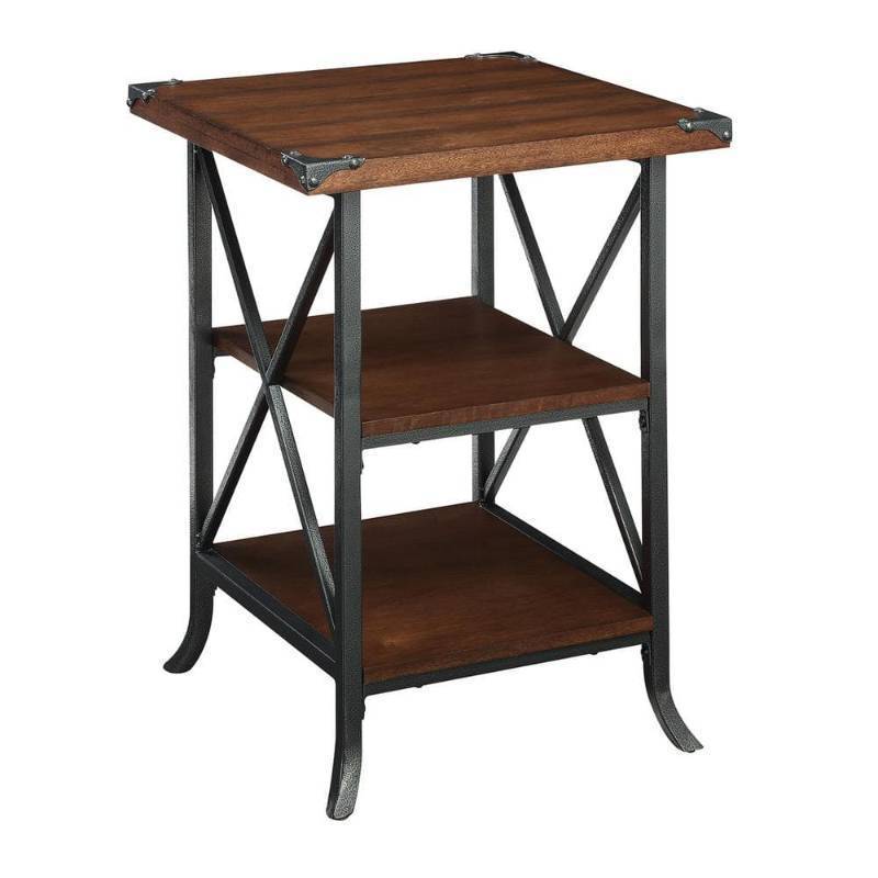 lot 20157 image: Convenience Concepts Brookline End Table  Dark WalnutSlate Gray - Retail $339
