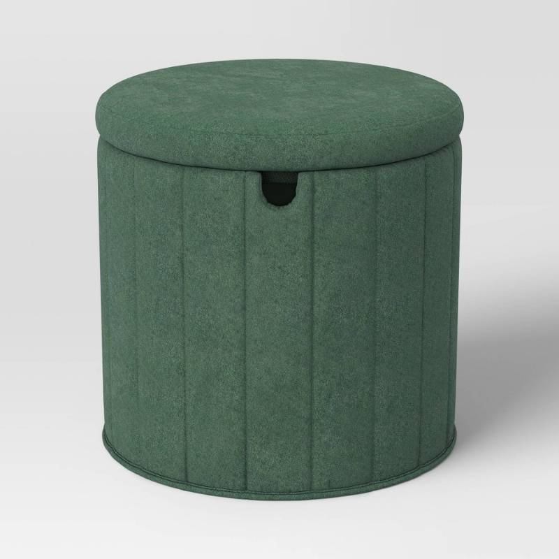 lot 20158 image: Folding Round Storage Ottoman Green - Room Essentials��