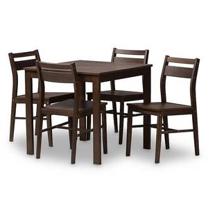 lot 20254A image: Baxton Studio Lovy Modern and Contemporary Walnut-Finished 5-Piece Dining Set - Retail $430