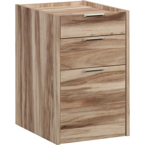 lot 20268D image: Bergen Circle Mobile Pedestal File Cabinet Kiln Acacia - Sauder Office Storage, LegalLetter Size, Easy Mobility - Retail $640