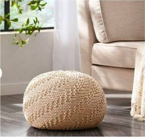 lot 20284B image: Handcrafted Cotton Rope Pouf Ottoman - Retail $132