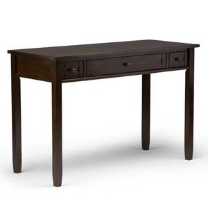 lot 20289D image: Simpli Home Warm Shaker SOLID WOOD Transitional 48 inch Wide Writing Office Desk in Tobacco Brown - Retail $300