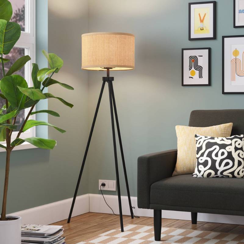 lot 20322 image: Tripod Floor Lamp with Shade Black - Room Essentials�� Modern Standing Light, ETL Listed, Metal Body - Retail $50