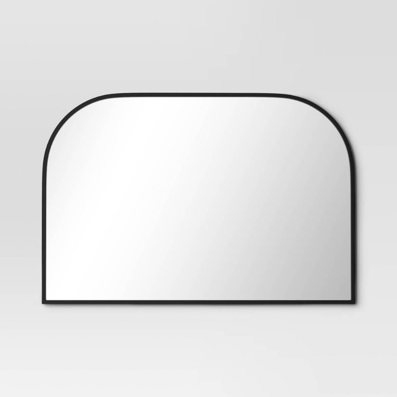 lot 20324 image: 36 x 24 Over the Mantel Mirror Black - Threshold�� Modern Powder-Coated Steel Frame, Wall Mounted - Retail $90