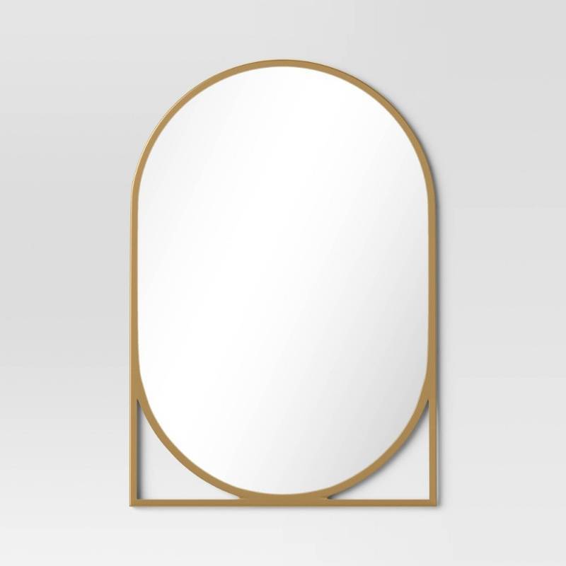 lot 20336 image: 20 x 30 Decorative Wall Mirror Gold - Threshold�� Modern Powder-Coated Metal, Novelty Shape, Wall Mount - Retail $90